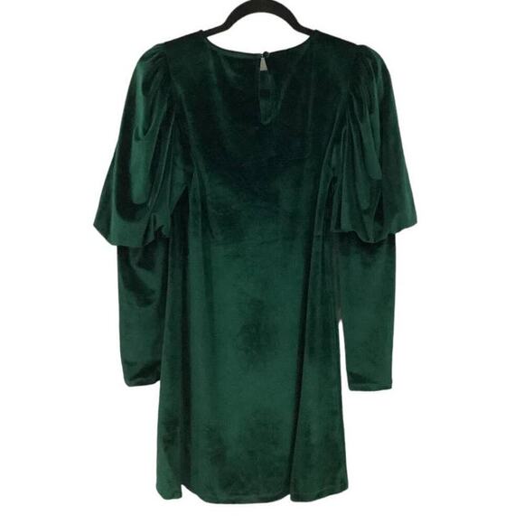Bobi Mercy Dress Hunter Green Lantern Sleeve Velvet A Line Size Small - Picture 6 of 11
